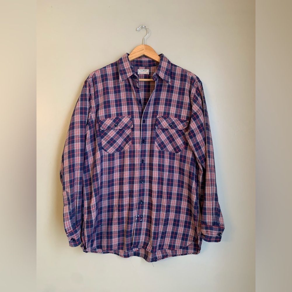 VINTAGE 80s LL BEAN Timberline Shirt Mens XL? Plaid Flannel Button Up USA Made